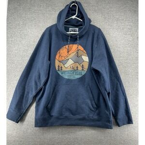 Weird Fish Hoodie Sweater Men Szie XL Graphic Print Dark Navy Casual